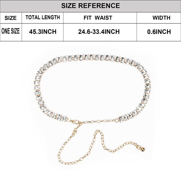 1631 White Glass Diamond Chain Metal Dress Belt- Women\'s Western Style main image 5